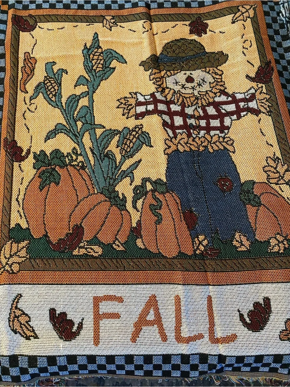 Vintage 1990s American Weavers Tapestry Throw Blanket 4 Seasons Country Decor